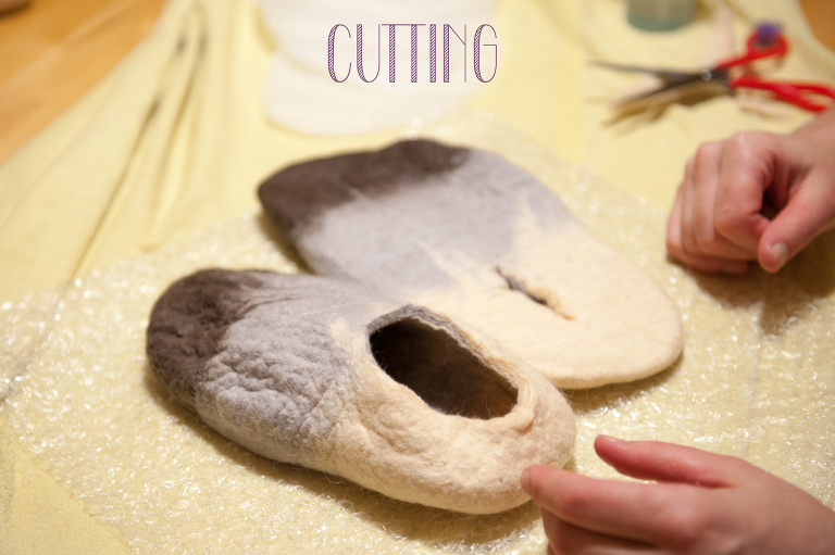 Cutting Felted Slippers