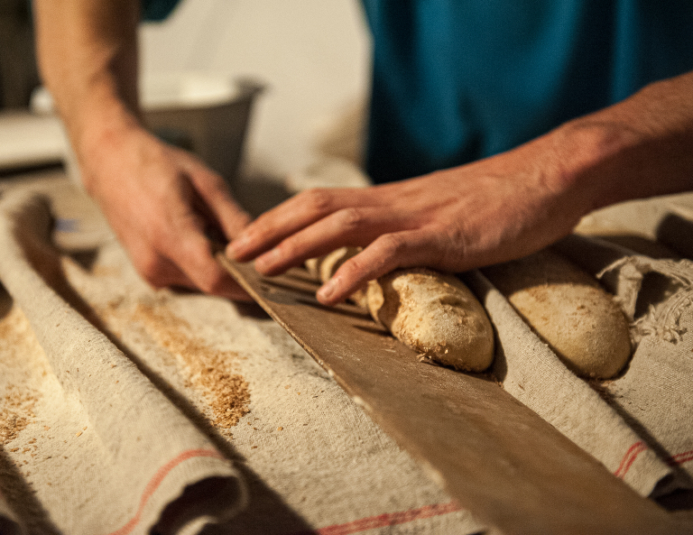 France baguettes in a wood fired oven