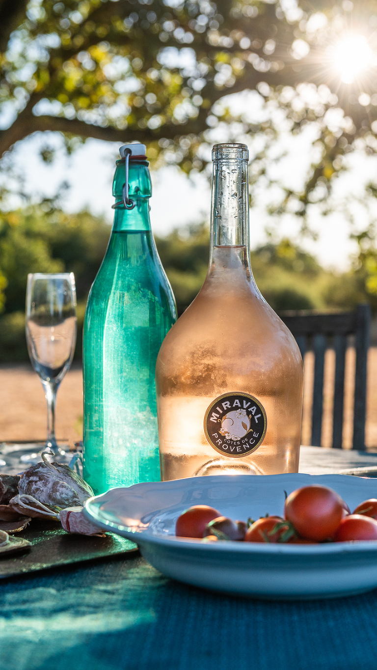 summer picnic with rose wine