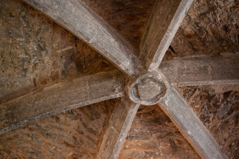 Inside ceiling detail of medieval castle of Berzé-le-chatel