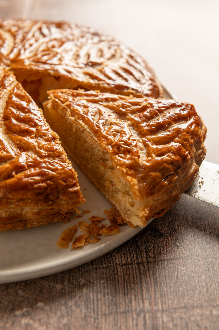 serving a slice of galette des rois