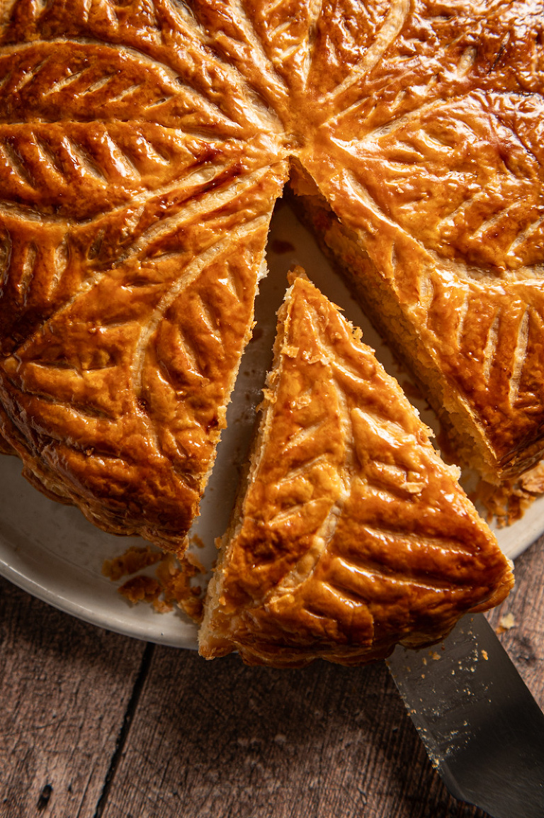 serving a slice of galette des rois