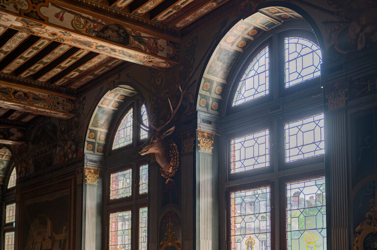 the windows aglow at the chateau de Fontainebleau at my French citizenship ceremony