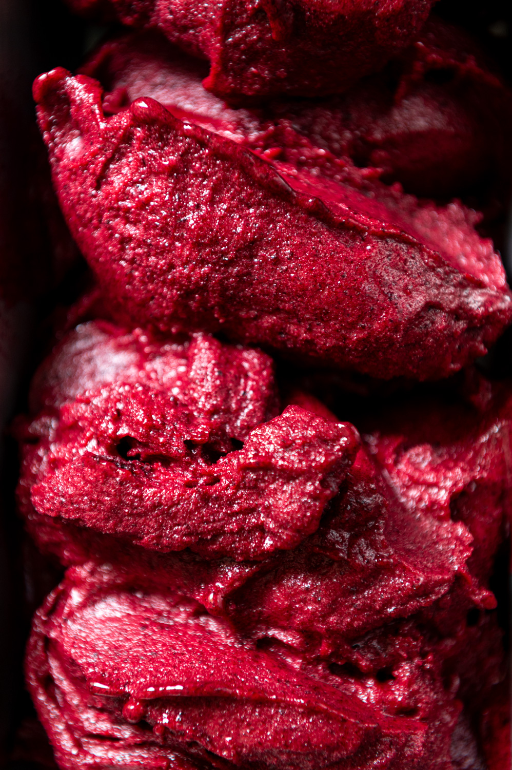 container of black currant elderflower sorbet