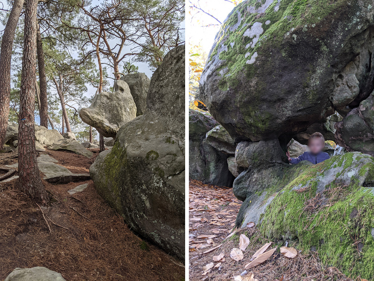 Enjoying the fun rock formations in the Fontainebleau Forest in Noisy-sur-École